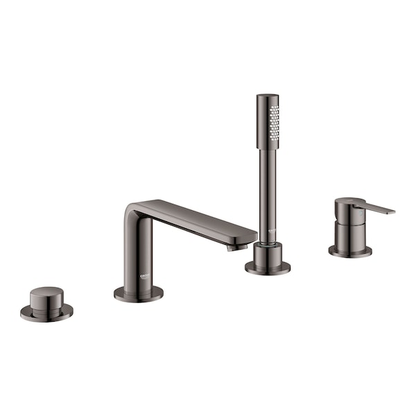 4-Hole Single-Handle Deck Mount Roman Tub Faucet With 1.75 Gpm Hand Shower, Gray